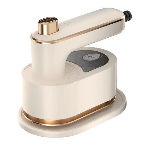 STEAMORA beige folding garment steamer with gold trim